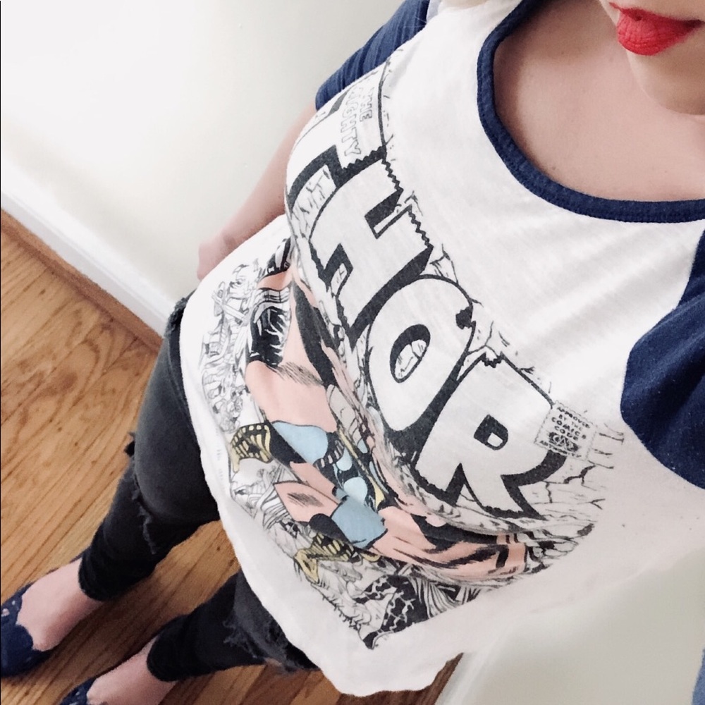 VINTAGE Marvel THOR 80s Baseball Tee T-shirt XS